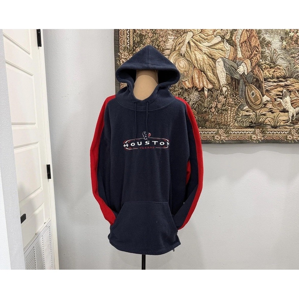 Houston Texans Sweatshirt Mens XL Blue Red NFL Football Fleece Hoodie Pullover